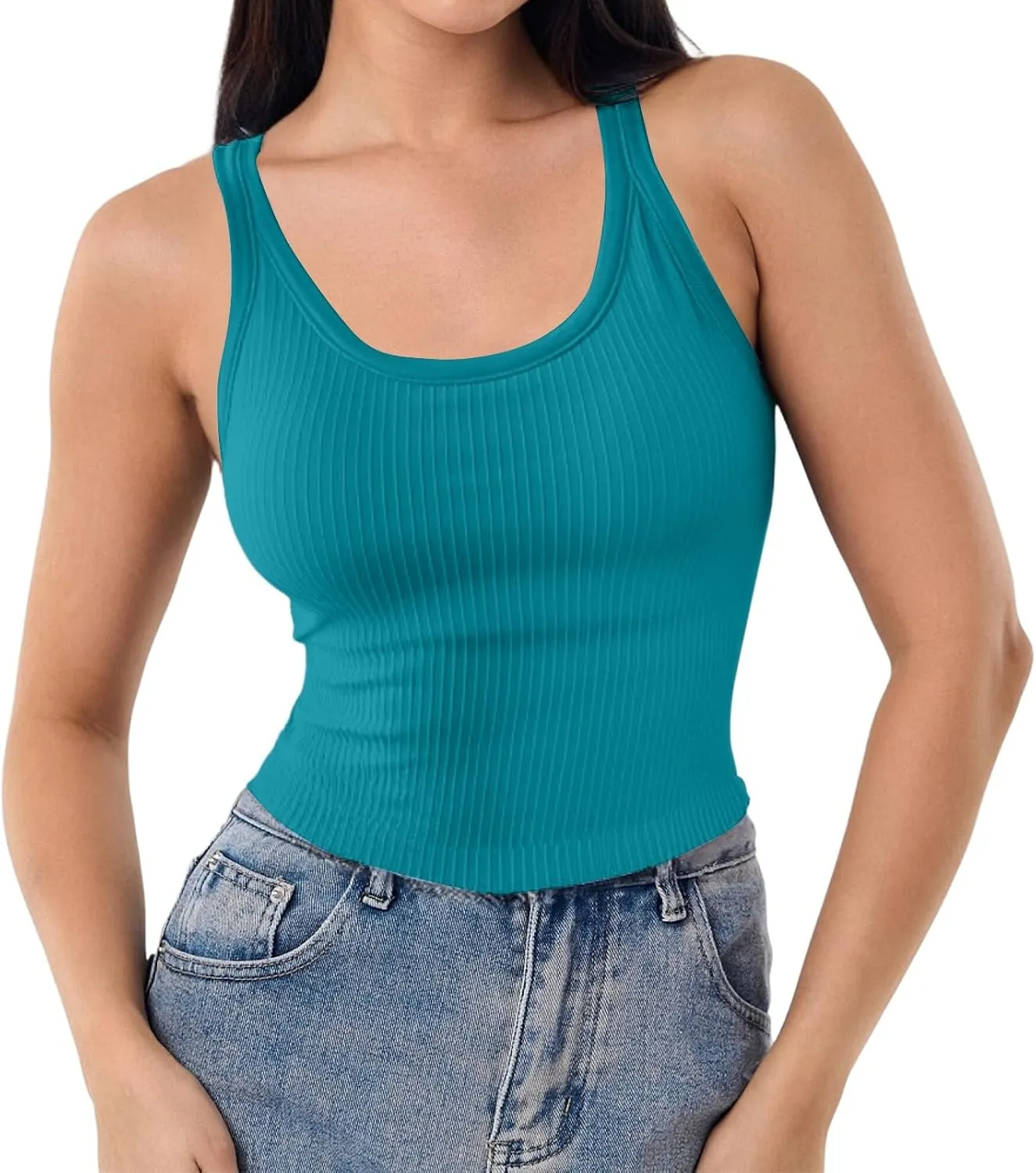 Women's Sports Yoga Tank Solid Colour Back Tight Chest Padded Top 2025 Summer Fashion Vest
