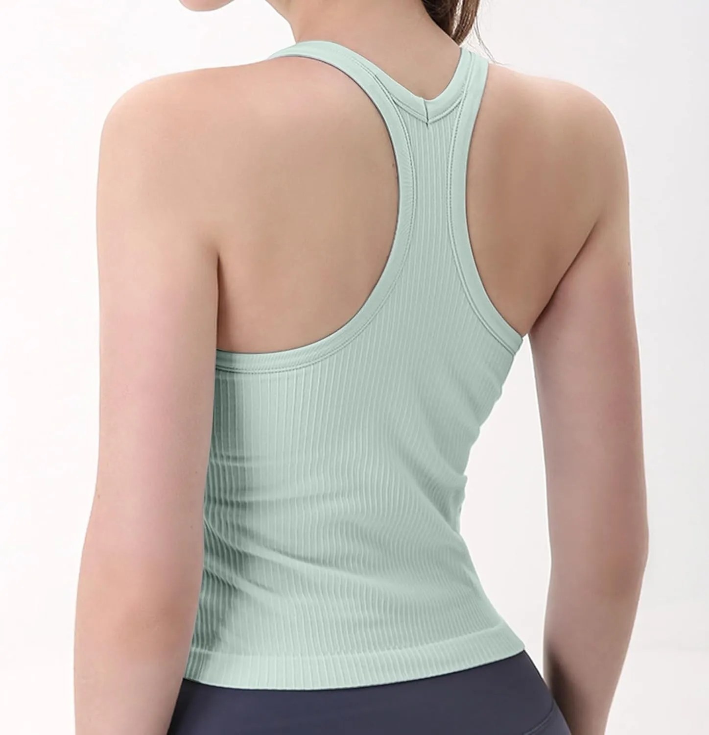 Women's Sports Yoga Tank Solid Colour Back Tight Chest Padded Top 2025 Summer Fashion Vest