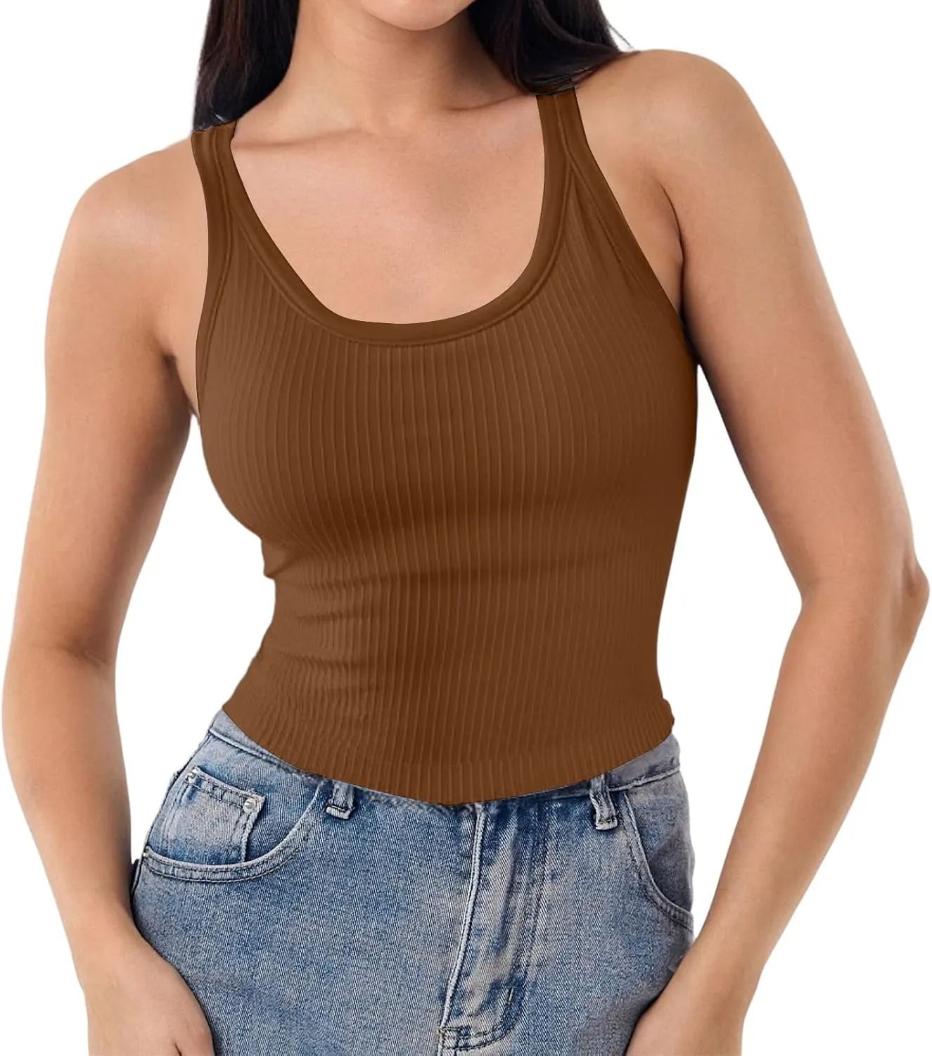 Women's Sports Yoga Tank Solid Colour Back Tight Chest Padded Top 2025 Summer Fashion Vest