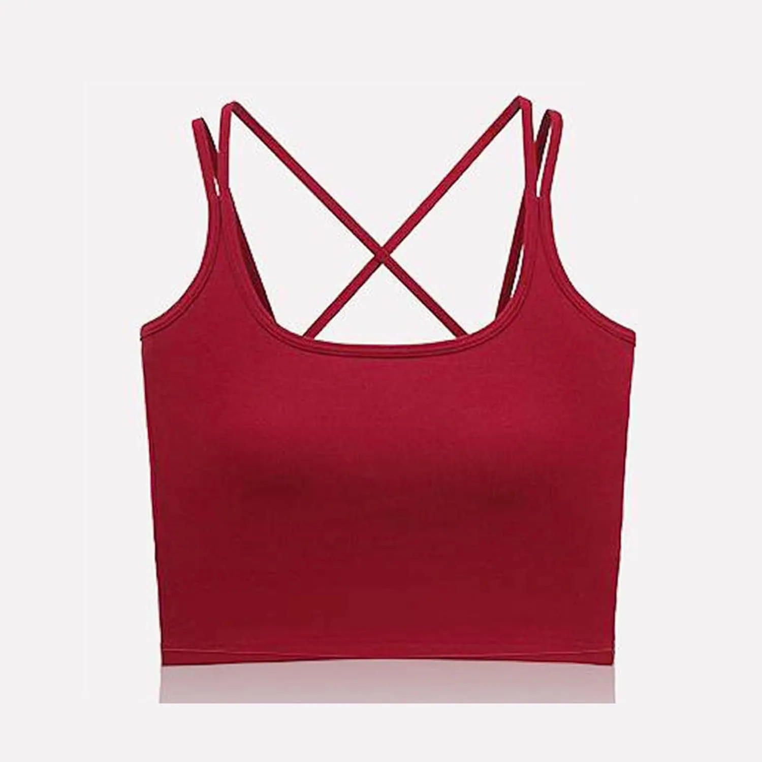 Women's Tank Tops Trendy Spaghetti Strap Camisole with Built in Bra Casual U Neck Sleeveless Undershirt