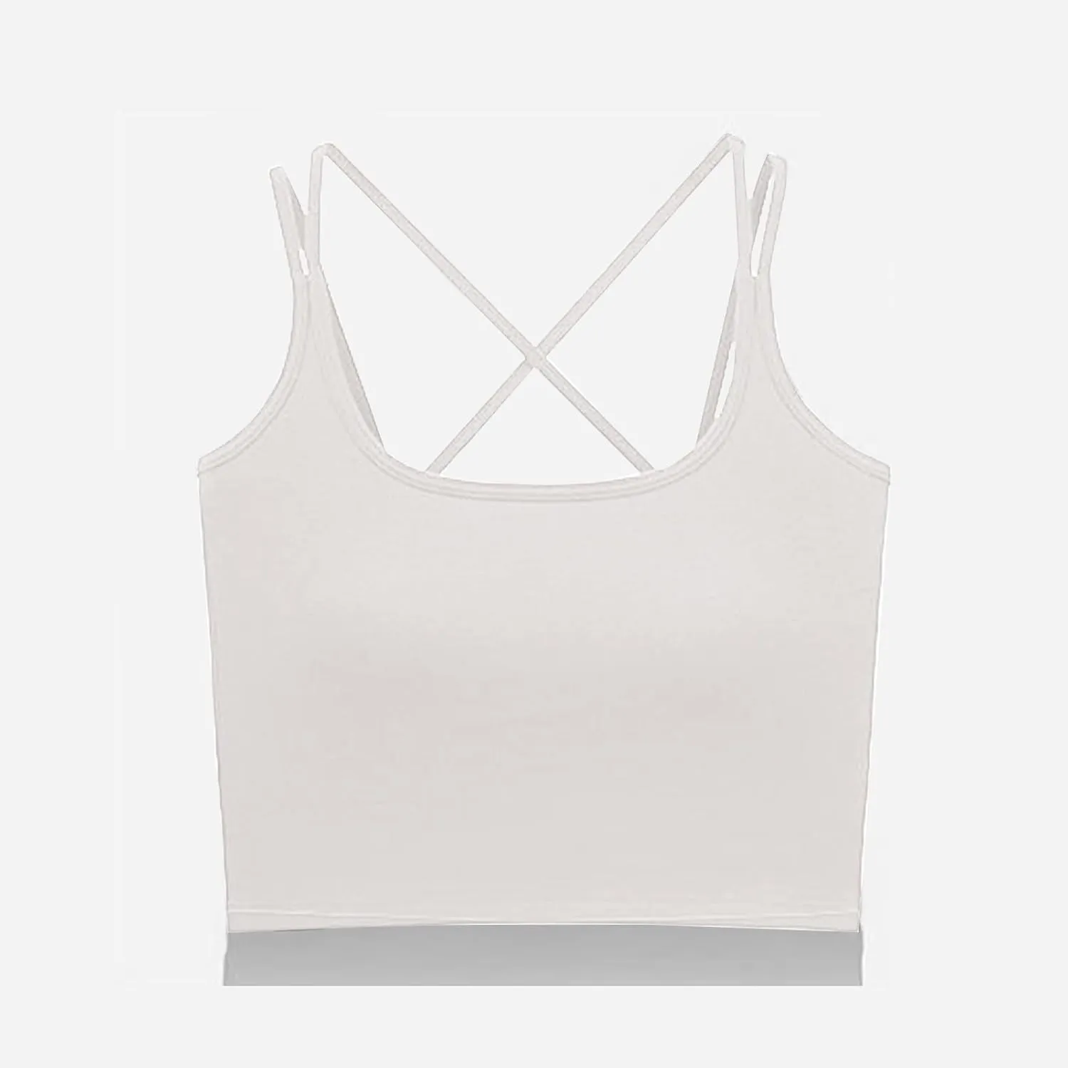 Women's Tank Tops Trendy Spaghetti Strap Camisole with Built in Bra Casual U Neck Sleeveless Undershirt