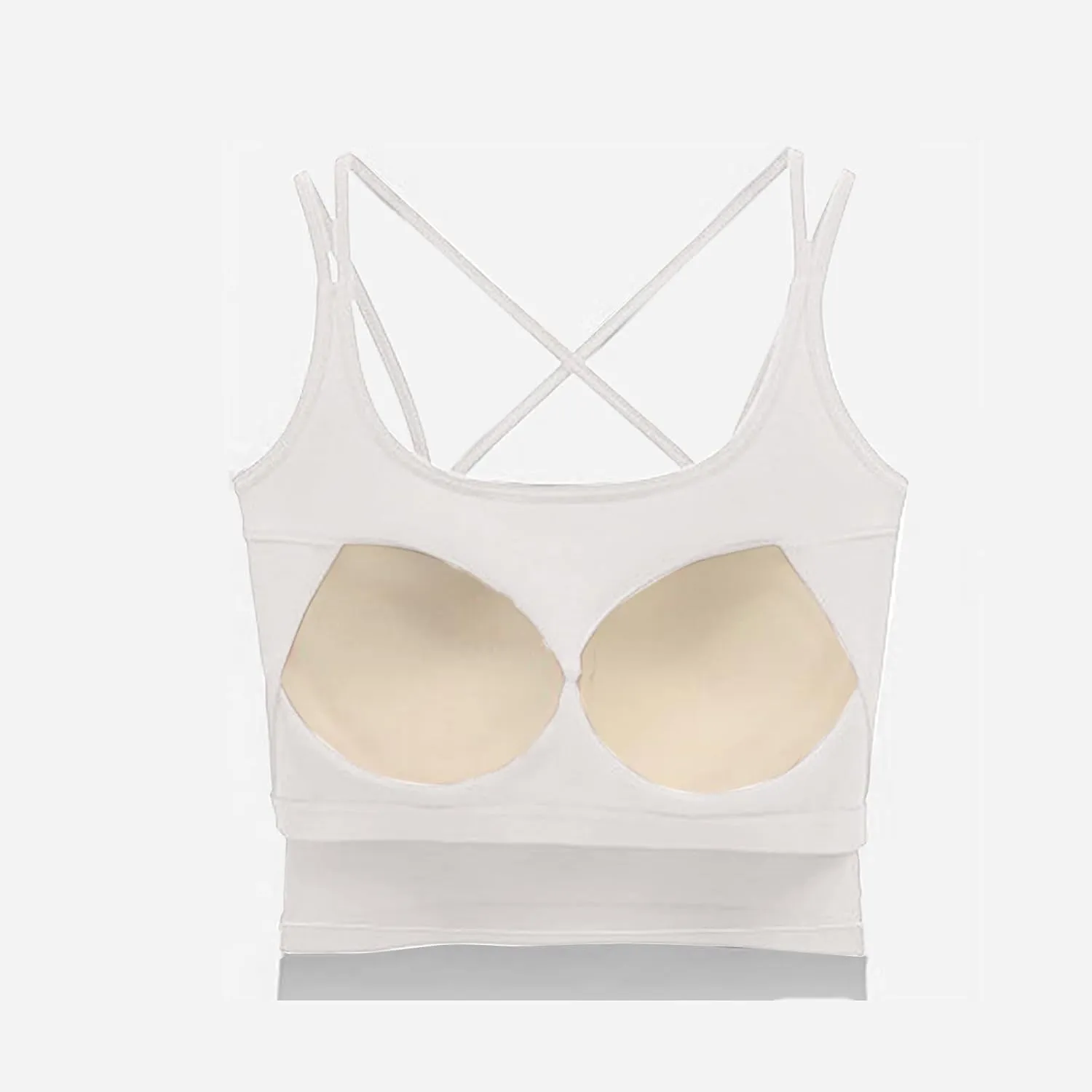 Women's Tank Tops Trendy Spaghetti Strap Camisole with Built in Bra Casual U Neck Sleeveless Undershirt