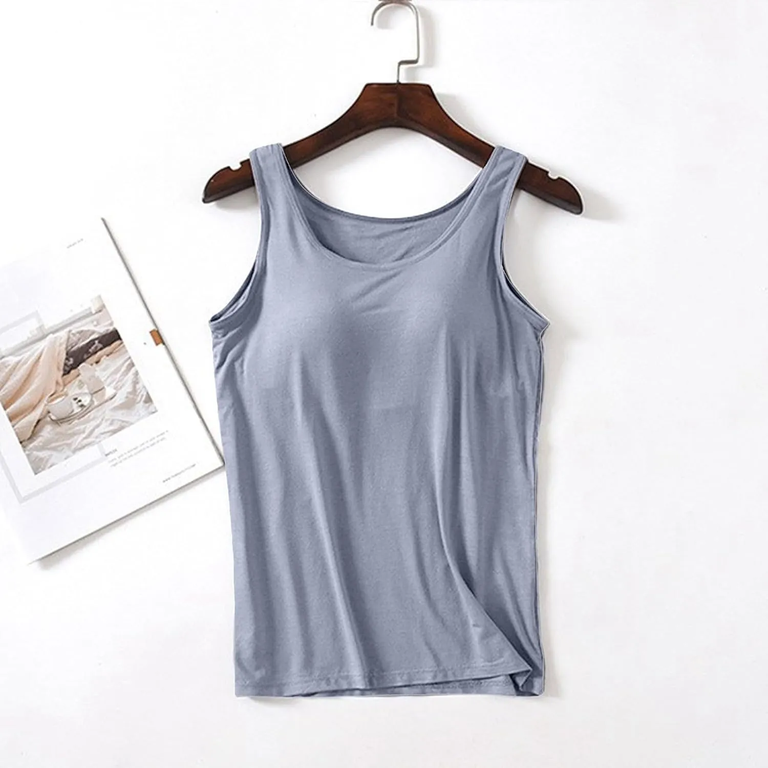 Womens Tank Tops with Built in Bra Camisole Yoga Bra Workout Shirts Basic Padded Cotton Undershirt 2025 Summer