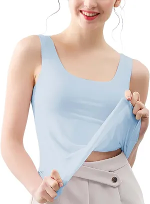 Womens Tank Tops with Built in Bra Cotton Sleeveless Camisole Shelf Bra Tops Yoga Shirts with Support Undershirts