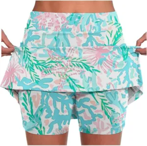 Women's Tennis Golf Mini Skirts with Pockets Casual Tie Dye High Waisted Elastic Skorts Summer Workout Skirt Inner Shorts