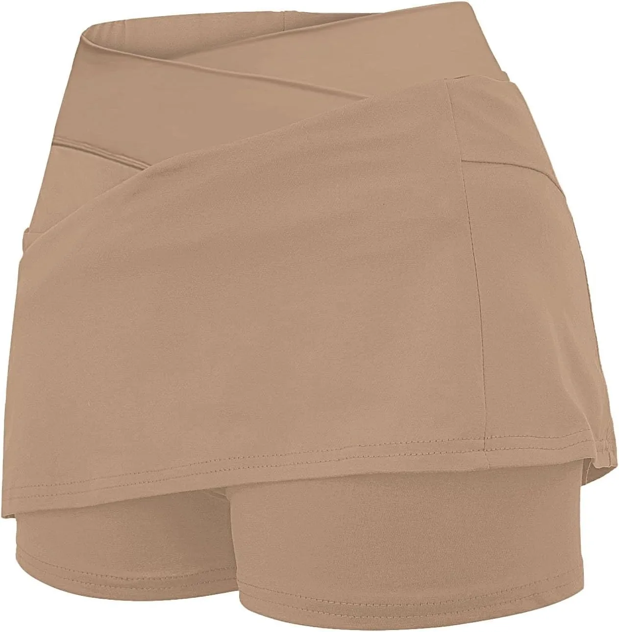 Womens Tennis Skirt with Pockets Shorts Crossover High Waisted Athletic Skorts Running Workout Golf Skirts 2 in 1