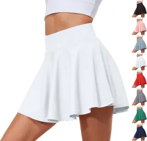 Women's Tennis Skirt with Shorts Underneath Summer Athletic Skorts with Pockets Y2k High Waisted Golf Skirt