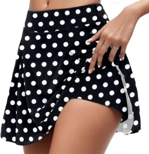 Womens Tennis Skirts with Built-in Shorts Athletic Polka Dots Printed High Waisted Golf Workout Skort for Casual