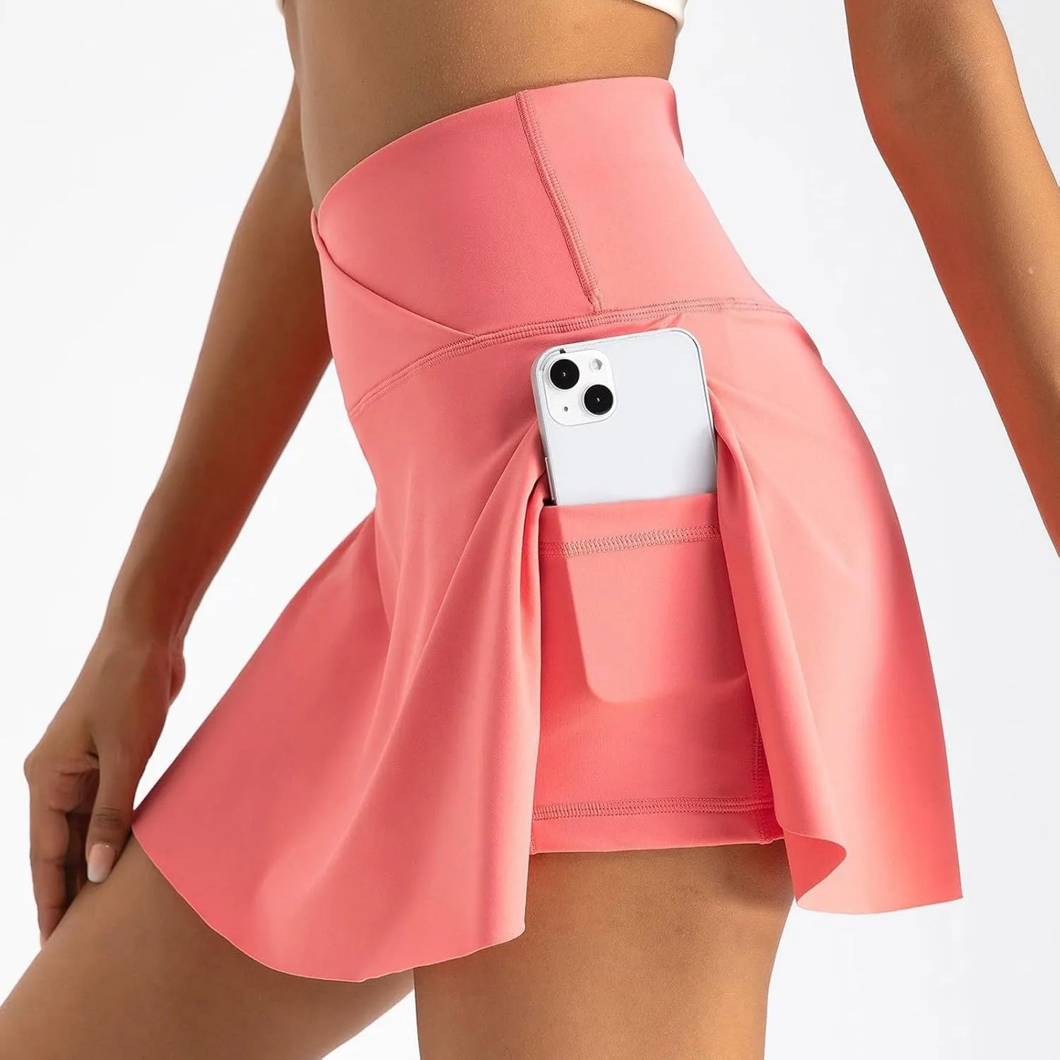 Womens Tennis Skirts with Shorts Cross Elastic High Waisted Tummy Control Golf Skort Gym Workout Skirts with Pocket