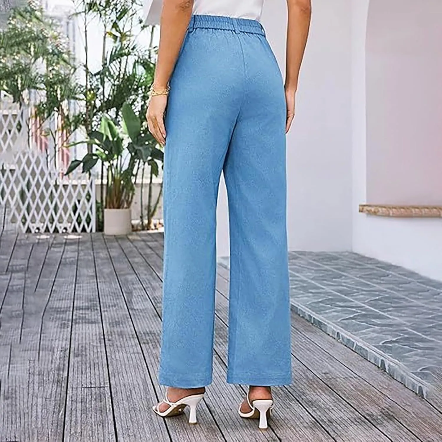 Women's Wide Leg High Waist Work Pants Business Office Trousers Long Straight Suit Pants Dressy Casual Palazzo Slacks