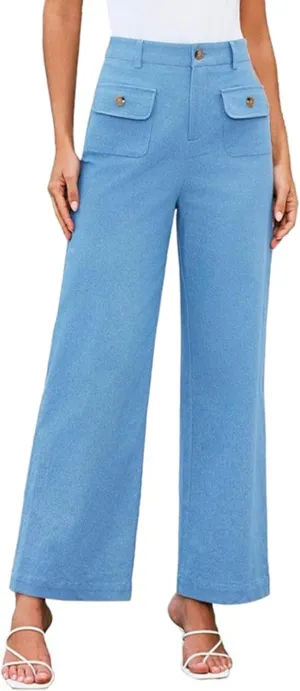 Women's Wide Leg High Waist Work Pants Business Office Trousers Long Straight Suit Pants Dressy Casual Palazzo Slacks
