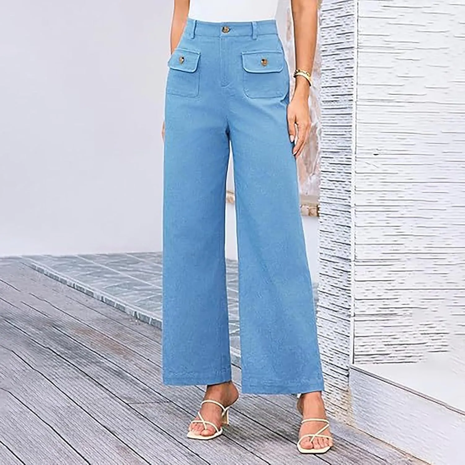 Women's Wide Leg High Waist Work Pants Business Office Trousers Long Straight Suit Pants Dressy Casual Palazzo Slacks