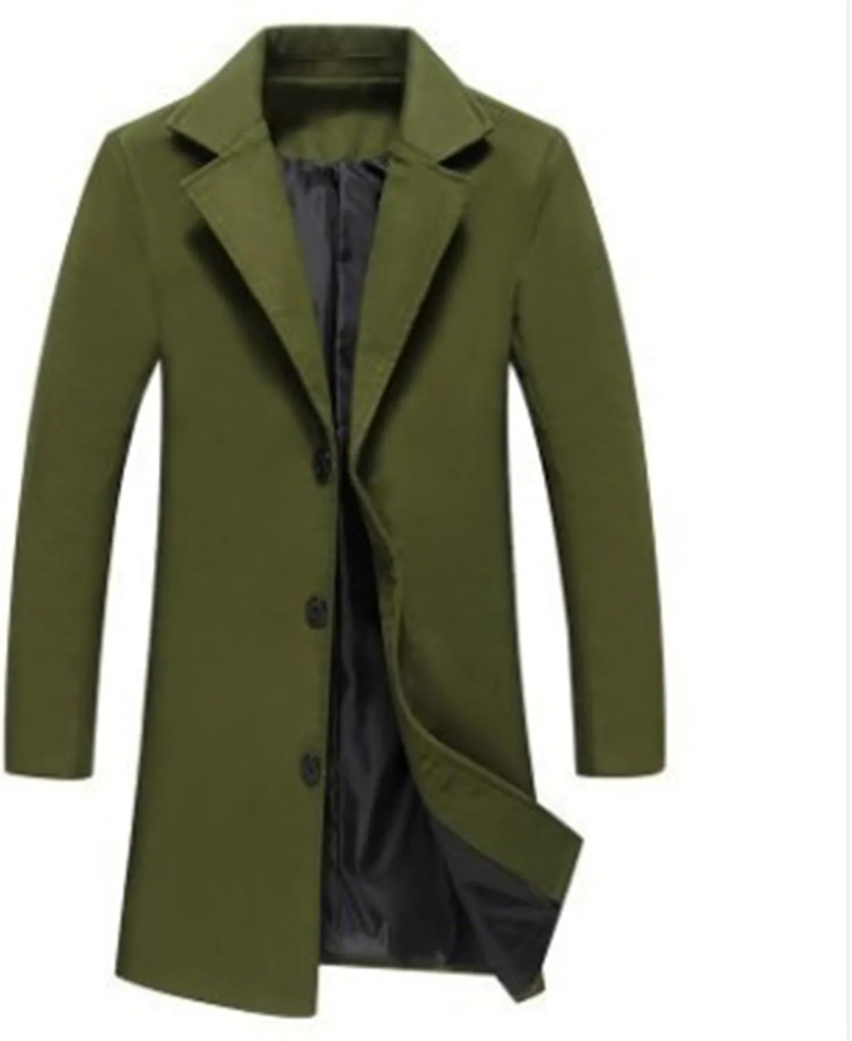 Wool Coats Men Big and Tall Pea Coat Single Breasted Winter Trenchcoats Warm Business Overcoats Outerwear Windbreaker