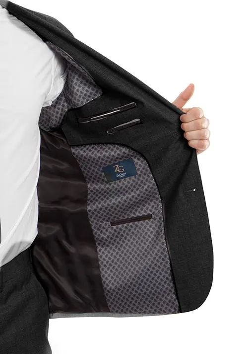 Wool Suit Modern Fit Italian Style 3 Piece in Black