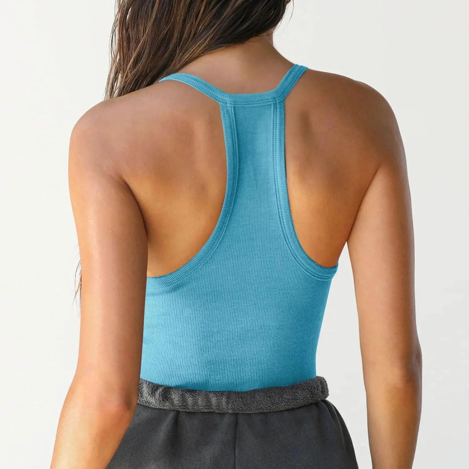 Workout Tops for Women Racerback Basic Tank Summer 2025 Camisole V Neck Slim Fit Ribbed Sleeveless Tshirts Vest Blouse
