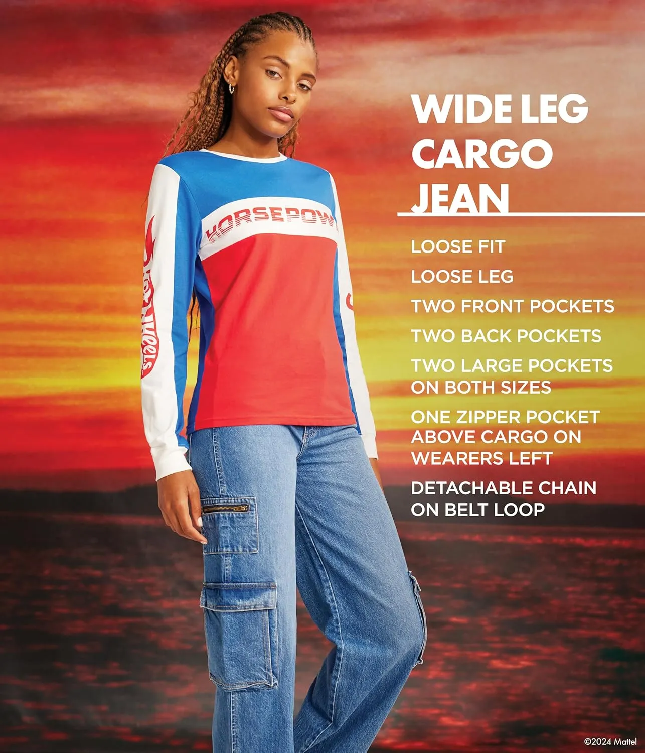 Wrangler Women's X Hot Wheels Wide Leg Cargo Jean
