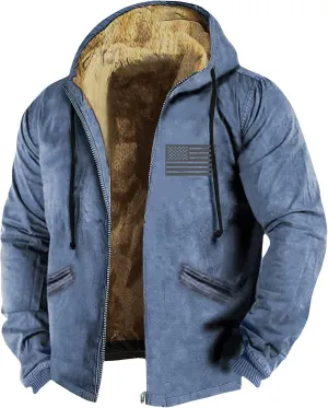 XIAXOGOOL Jackets For Men Hoodie Big And Tall Winter Sherpa Lined Jacket Mens Heavyweight Fleece Warm Trucker Hoodies Coat