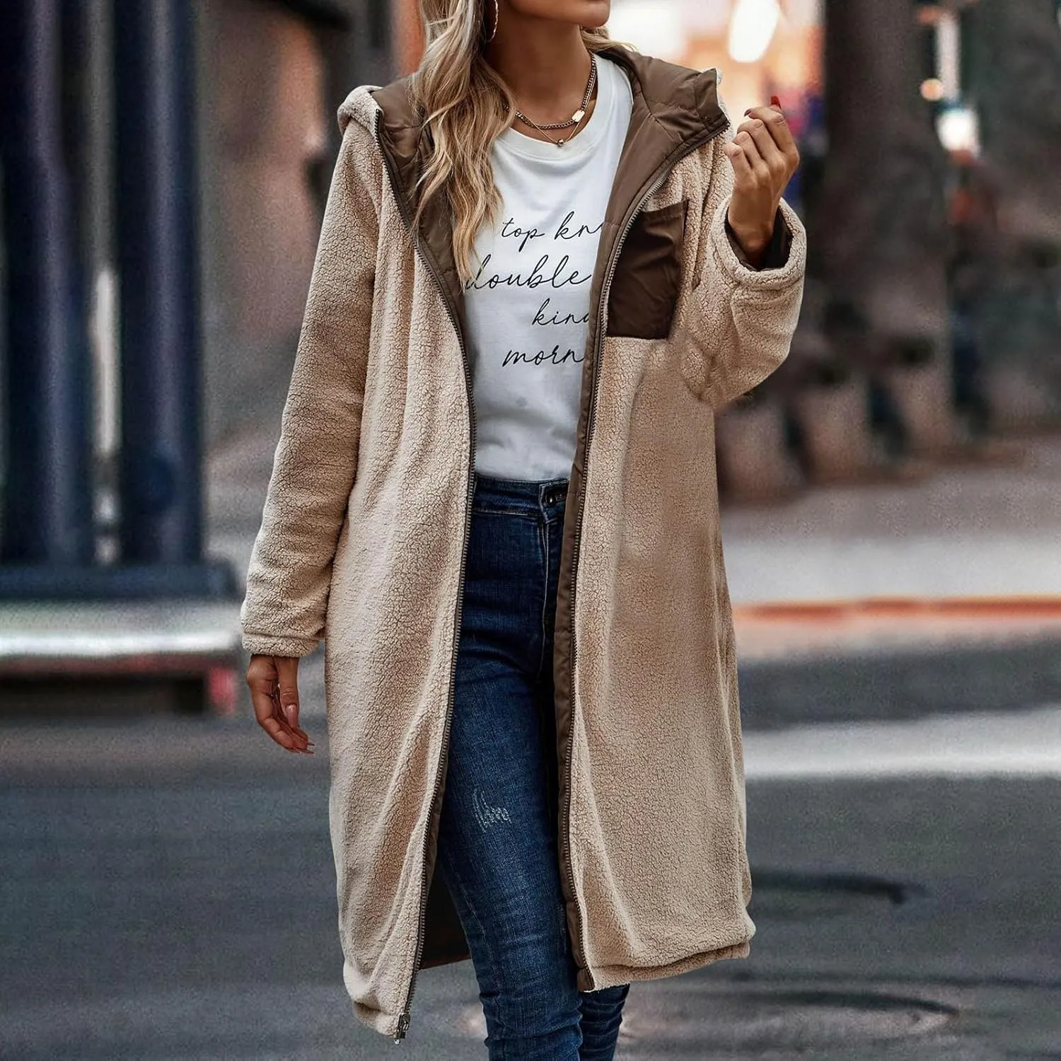 XUNRYAN Womens Winter Warm Down Coats Sherpa Fleece Puffer Jackets Quilted Lightweight Faux-Fur Coat Anorak Parka Outwear
