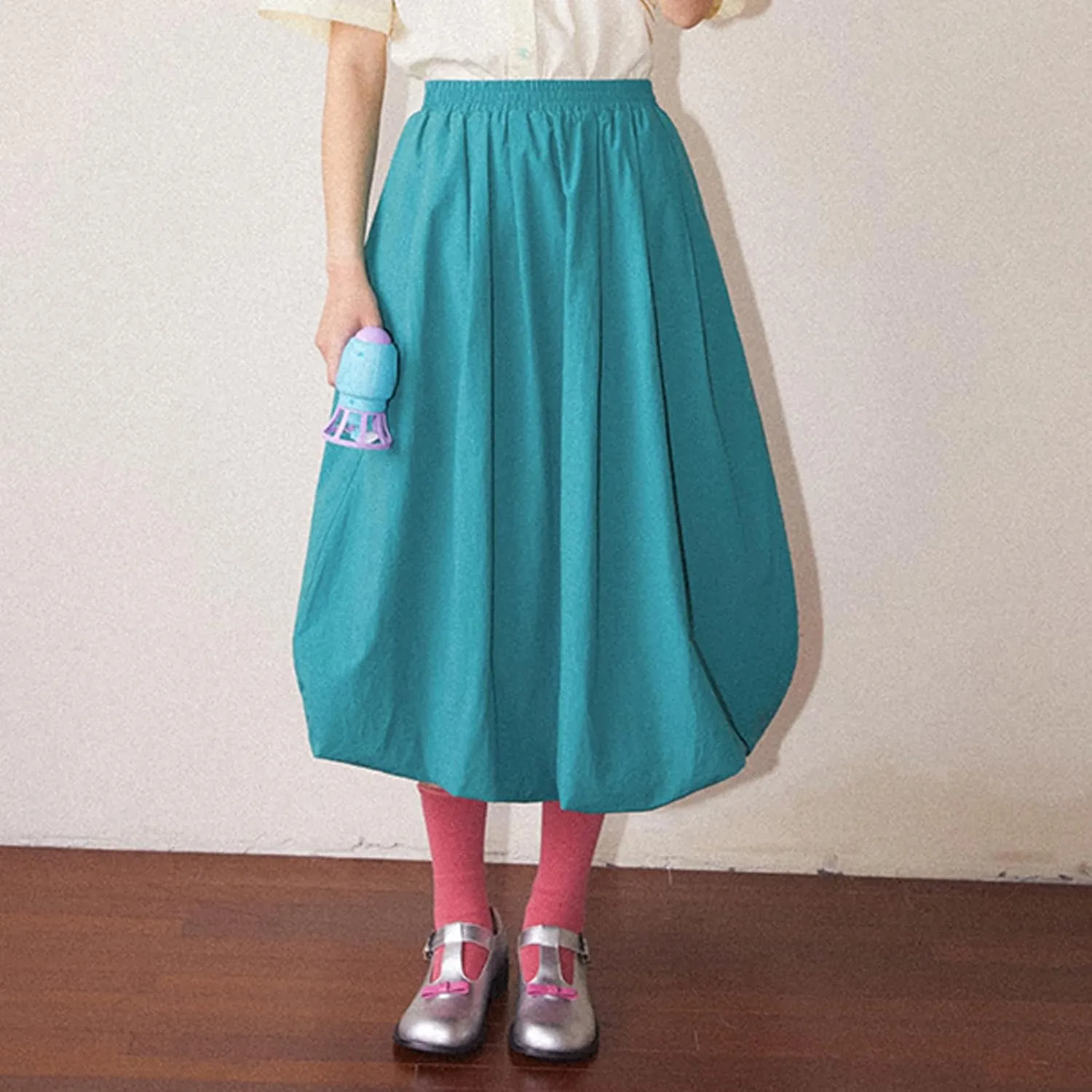 Y2k Bubble Midi Skirts for Women A Line Elastic Waistband Maxi Balloon Skirt Causal Party Long Pleated Dress