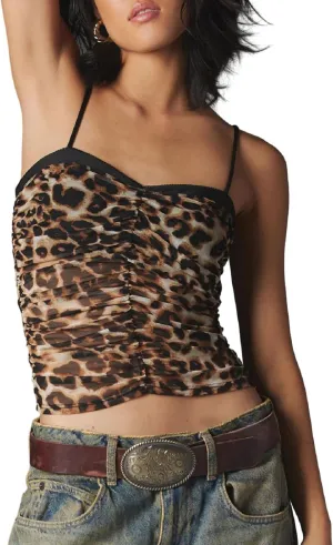 Y2k Lace Cami Crop Tops Women Sexy Mesh Lace Going Out Tank Tops Spaghetti Strap Cute Summer Camisoles