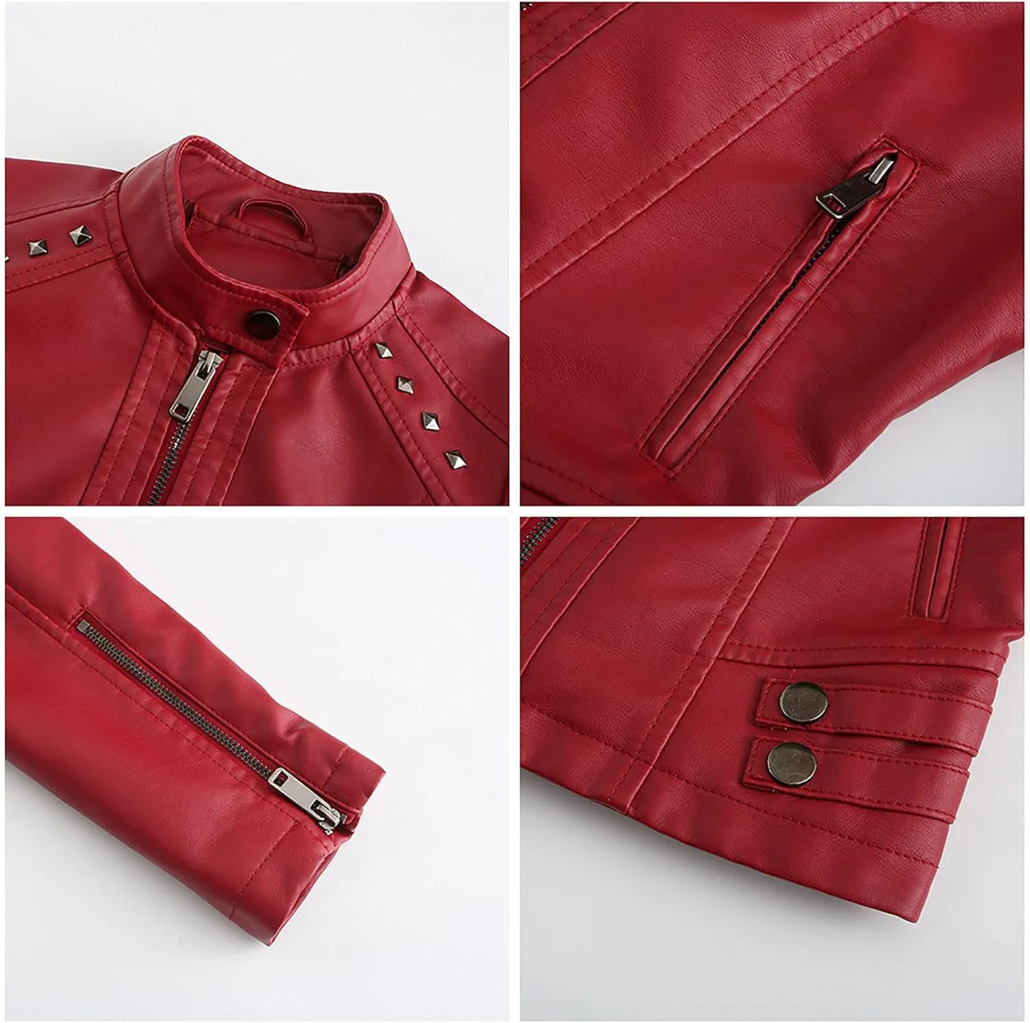 yardsong Faux Leather Crop Jackets for Women Zip Up Long Sleeve Short Coats Motorcycle Faux PU Moto Biker Outerwear