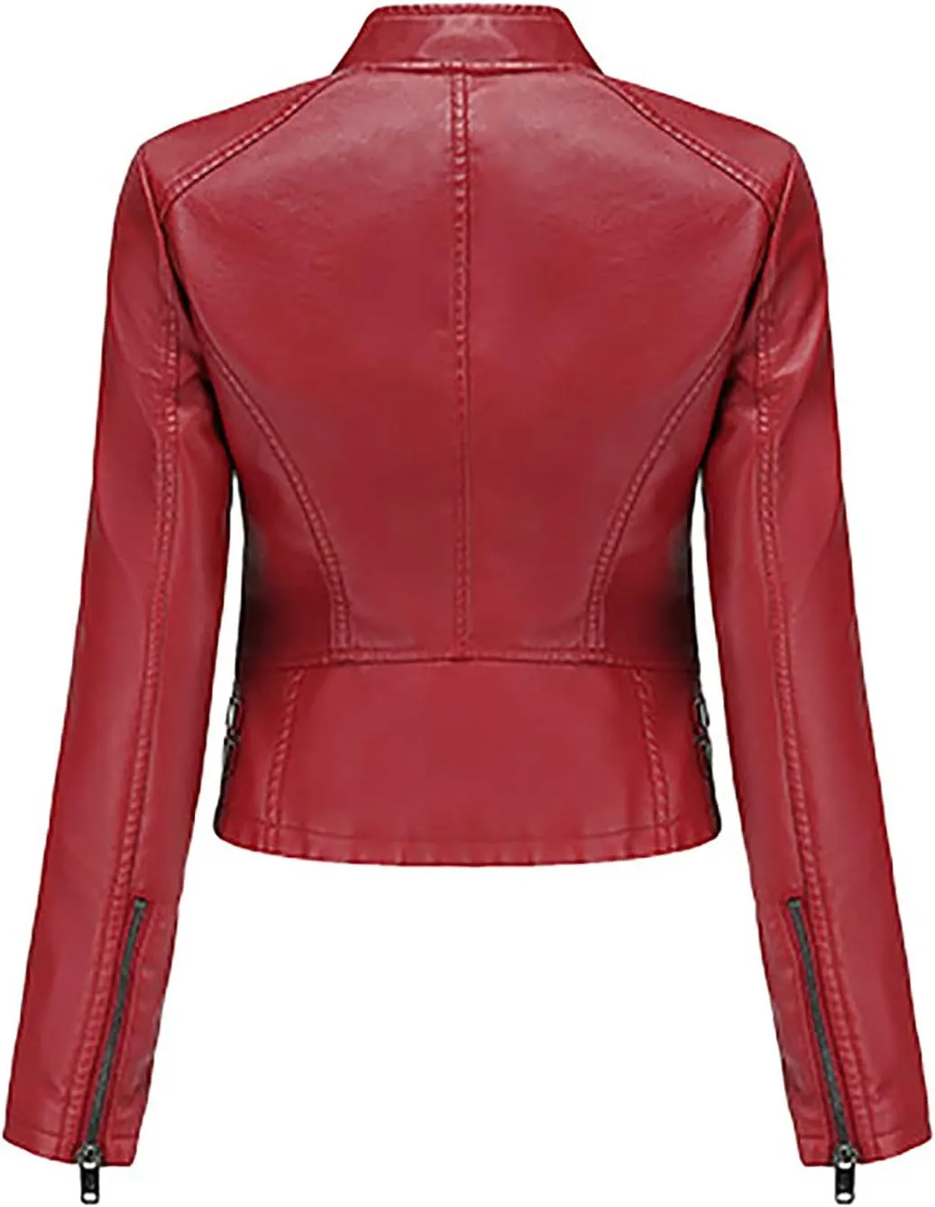 yardsong Faux Leather Crop Jackets for Women Zip Up Long Sleeve Short Coats Motorcycle Faux PU Moto Biker Outerwear