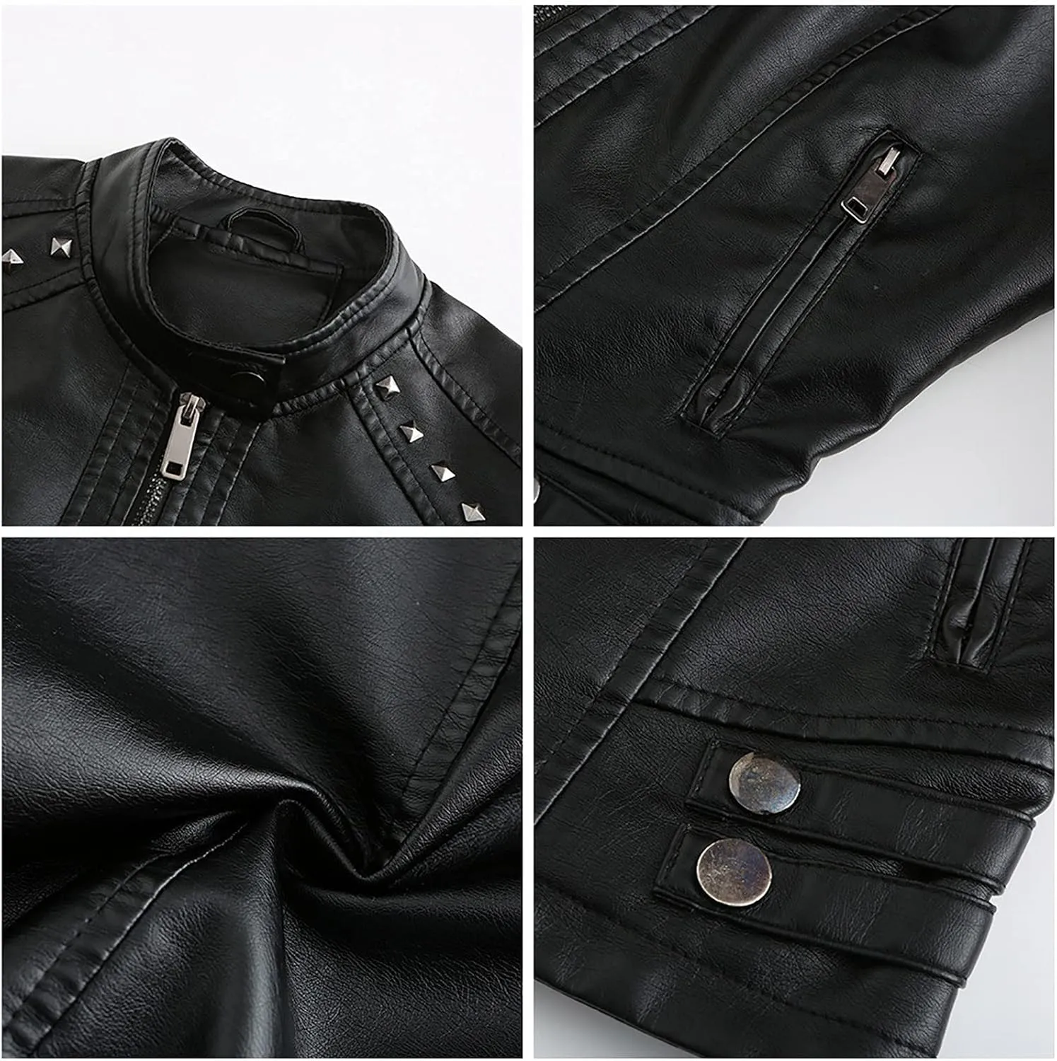 yardsong Faux Leather Crop Jackets for Women Zip Up Long Sleeve Short Coats Motorcycle Faux PU Moto Biker Outerwear