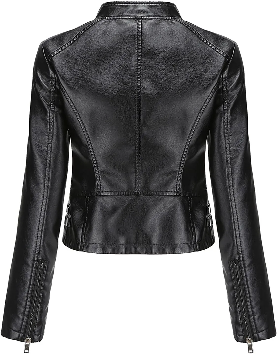 yardsong Faux Leather Crop Jackets for Women Zip Up Long Sleeve Short Coats Motorcycle Faux PU Moto Biker Outerwear