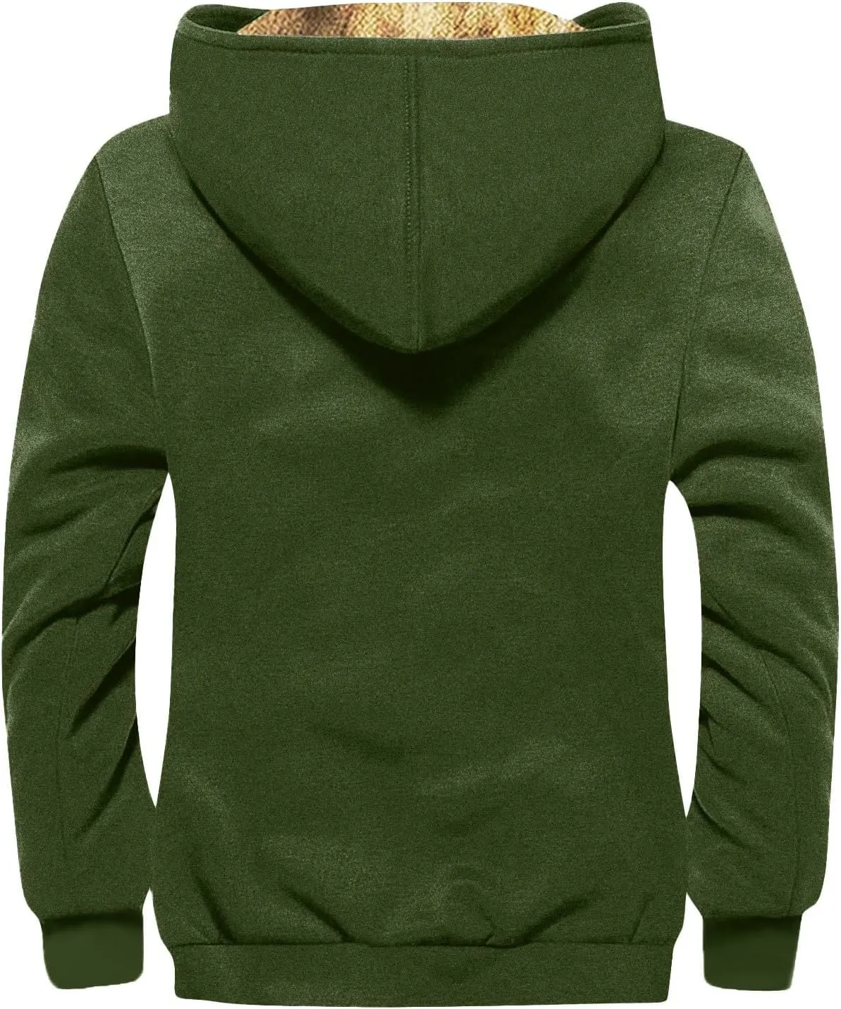 ZEFOTIM Mens Sherpa Lined Jacket Solid Color Zip Up Jacket Casual Winter Coats with Hood Warm Big and Tall Hoodies for Men